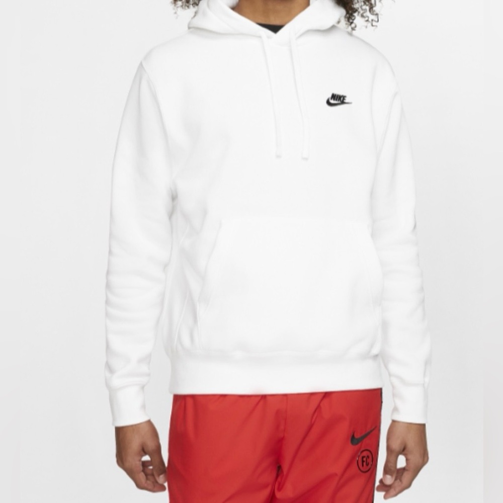 Women Nike Sportswear Club Fleece Pullover Hoodie White Medium NEW